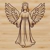 SVG illustration of a winged female angel in profile.
