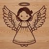 SVG illustration of a winged angel figure in vector design style.