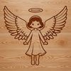 A detailed illustration of a winged angel figure in vector format.