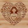 A vector illustration of a winged angel with a heart symbol, ideal for use in digital designs and crafts.