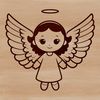 A stylized illustration of a heavenly being with wings, suitable for graphic design and crafting projects.
