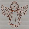 A white transparent background with a detailed illustration of an angel in various poses.