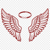 A pair of delicate angel wings with a subtle halo design, suitable for various digital uses.