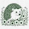 Floral Hedgehog SVG Design A hedgehog standing in front of a floral background, designed as vector art for various uses.