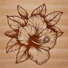 An isolated graphic of a tropical hibiscus plant in full bloom, suitable for digital designs.