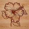 A detailed illustration of a large, tropical hibiscus flower with layered petals.