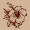 A colorful floral hibiscus flower with detailed petals and center.