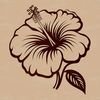 An intricately designed vector representation of a tropical hibiscus plant in full bloom.