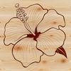 An intricately designed floral pattern featuring a single blooming hibiscus plant in vibrant colors.