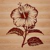 Dark Green and Blooming Beauty A close-up illustration of a hibiscus flower with large, showy blooms and dark green foliage.