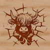 Scenic Scottish Farm Animal Icon A portrait of a Highland Cow with distinctive horns and coat pattern, commonly found on farms in Scotland.