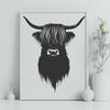 A realistic illustration of a Highland Cow's head, suitable for farm-themed designs.