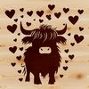 Stylized Highland Cattle Illustration A stylized illustration of a Highland cow standing in a grassy field.