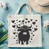 Lovely Standing Highland Cattle Vector Art Design An illustration of a full-body standing Highland cow with love hearts on its body.