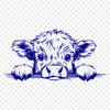 Peeking Highland Cow Template - Free SVG