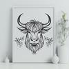 Beautiful Highland Cow In SVG, PNG, PDF And DXF File Formats - Free