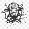 Cow Smashing Through Wall Design PNG - Free Commercial Use