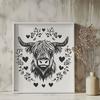 Highland Cow Vector Drawing In PNG & SVG - Free Digital Download