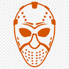 Illustrative design of a hockey player with protective gear including a helmet and mask, ideal for vector art projects.