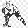 Hockey Player in Motion SVG Icon A detailed illustration of a hockey player in action.