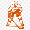 A stylized illustration of a hockey player in action, created as a vector graphic.