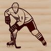 Hockey Player in Motion SVG A digital illustration of a hockey player in action, perfect for use in various design projects.