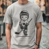 Vector Hockey Icon Design A detailed, vector illustration of a hockey player in action.