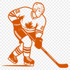 A simple illustration of a hockey player in action.