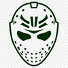 A stylized illustration of a hockey player's face mask with details typically found on professional hockey gear.