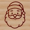 A digital illustration of a bearded Santa Claus character in a festive red coat.