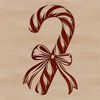 A red and white striped candy cane graphic with festive holiday flair.