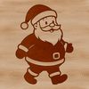 A vector graphic representation of Santa Claus with bold lines and simple shapes.