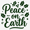Vector illustration of a Christmas quote 'Peace on Earth' in a decorative font.