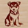 Cute Siberian Husky Breed Clip Art A friendly-looking dog sitting on its haunches.