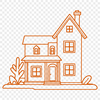 Simple Gable House Illustration A 2D vector illustration of a simple house with a gable roof and rectangular shape.
