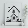 Single Family Home Illustration A simple vector illustration of a single-family home with a rectangular shape and basic details such as doors and windows.