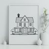 Sloping Roof House Illustration A simple illustration of a single-story residential building with a sloping roof.