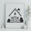 Minimalist Residential Design Icon A minimalist 2D representation of a residential home with simple lines and shapes, suitable for vector design.