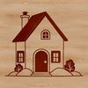 A 2D house illustration created in vector format for various design applications.