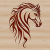 A graphic representation of a horse in SVG design style.