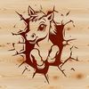 Equine Expression A horse breaking through a wall, rendered as vector art.