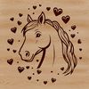 Heart Horsing Around Illustration A horse silhouette with heart symbols, suitable for use in digital designs and crafts.