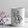 Free Cowboy Clip Art Illustration A cowboy riding a horse in the open range, illustrated as a vector graphic.