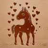 Horse Illustration with Love Hearts A stylized illustration of a horse featuring love hearts in various places.