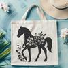Floral Horse Illustration A detailed illustration of a horse with floral patterns integrated into its design.