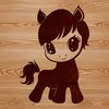 A detailed illustration of a horse in black and white vector format.