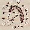 SVG Horse Design with Love Symbols A digital illustration of a horse with heart symbols integrated into its design.
