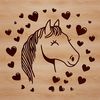 Lovely Horse SVG with Heart Accents An SVG graphic representation of a horse featuring decorative heart elements.