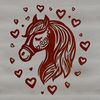 A vector illustration of a horse with heart-shaped accents, suitable for digital crafting.