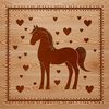 Beautiful Horse Silhouette with Hearts A digital illustration of a horse with love hearts surrounding its body, suitable for various design applications.